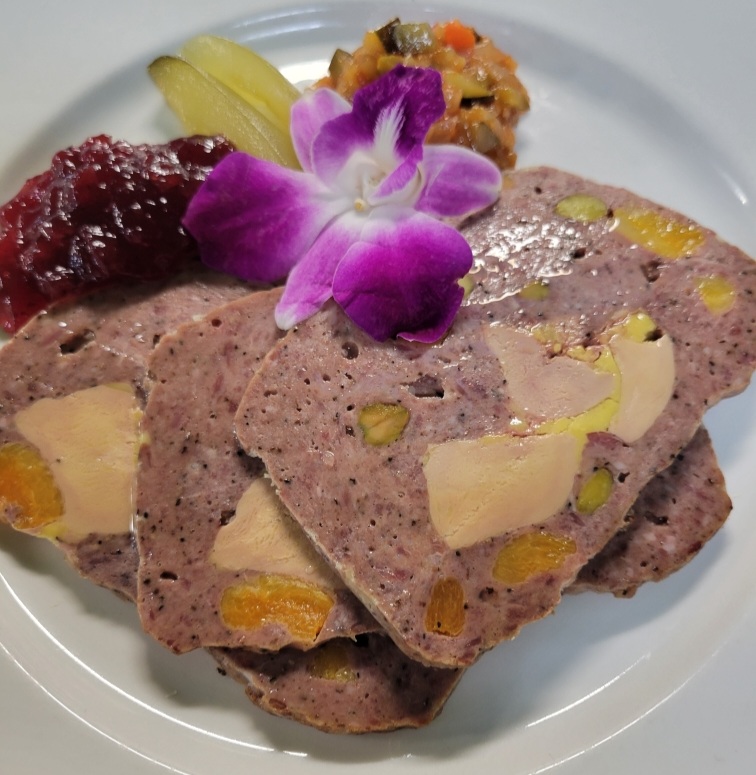 House made Venison Terrine: with Apricot Pistachio Foie Gras 17.95